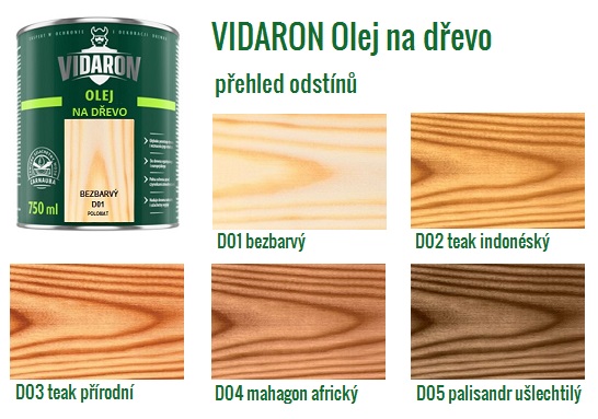 Vidaron olej na dřevo vzorník